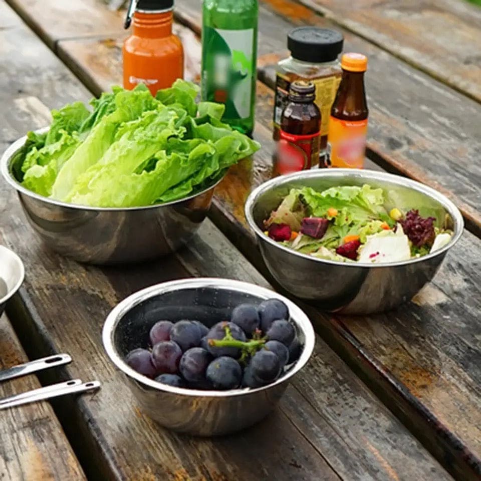 Set Of 5 Metal Mixing Bowls, Non Slip Nesting Whisking Bowls Set, Mixing Bowls For Salad Cooking Baking Food Container, Stackable Portable Cooking Nesting Storage Bowls For Home Kitchen Outdoor Camping, Rust-proof Food Storage Prep Bowl Set Of 5 Metal Mixing Bowls, Non Slip Nesting Whisking Bowls Set, Mixing Bowls For Salad Cooking Baking Food Container, Stackable Portable Cooking Nesting Storage Bowls For Home Kitchen Outdoor Camping, Rust-proof Food Storage Prep Bowl